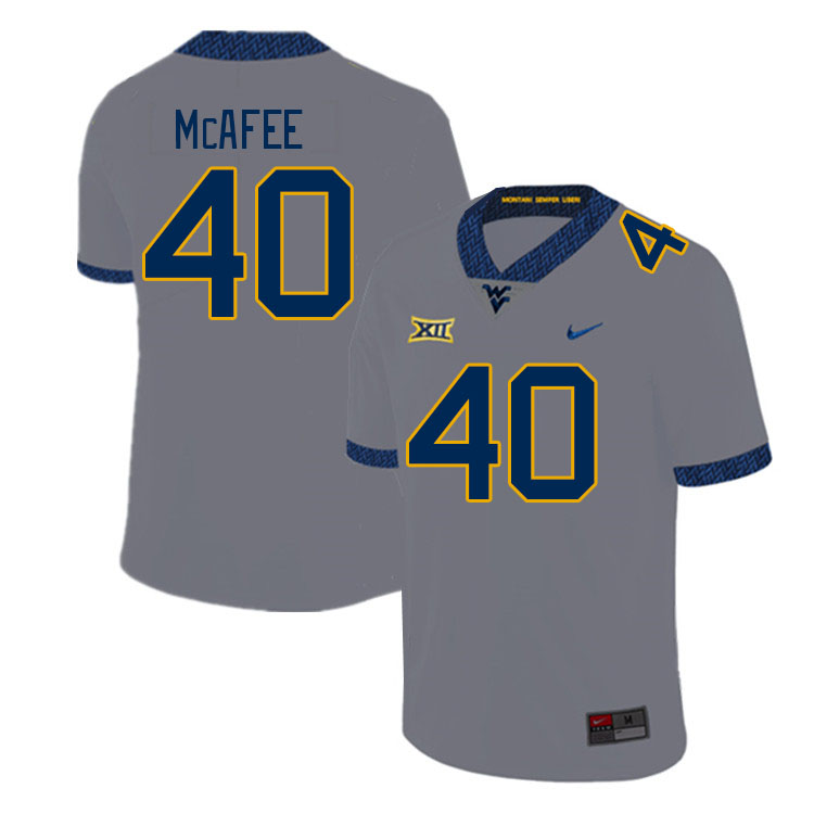 West Virginia Mountaineers #40 Pat McAfee College Football Jerseys Stitched Sale-Grey